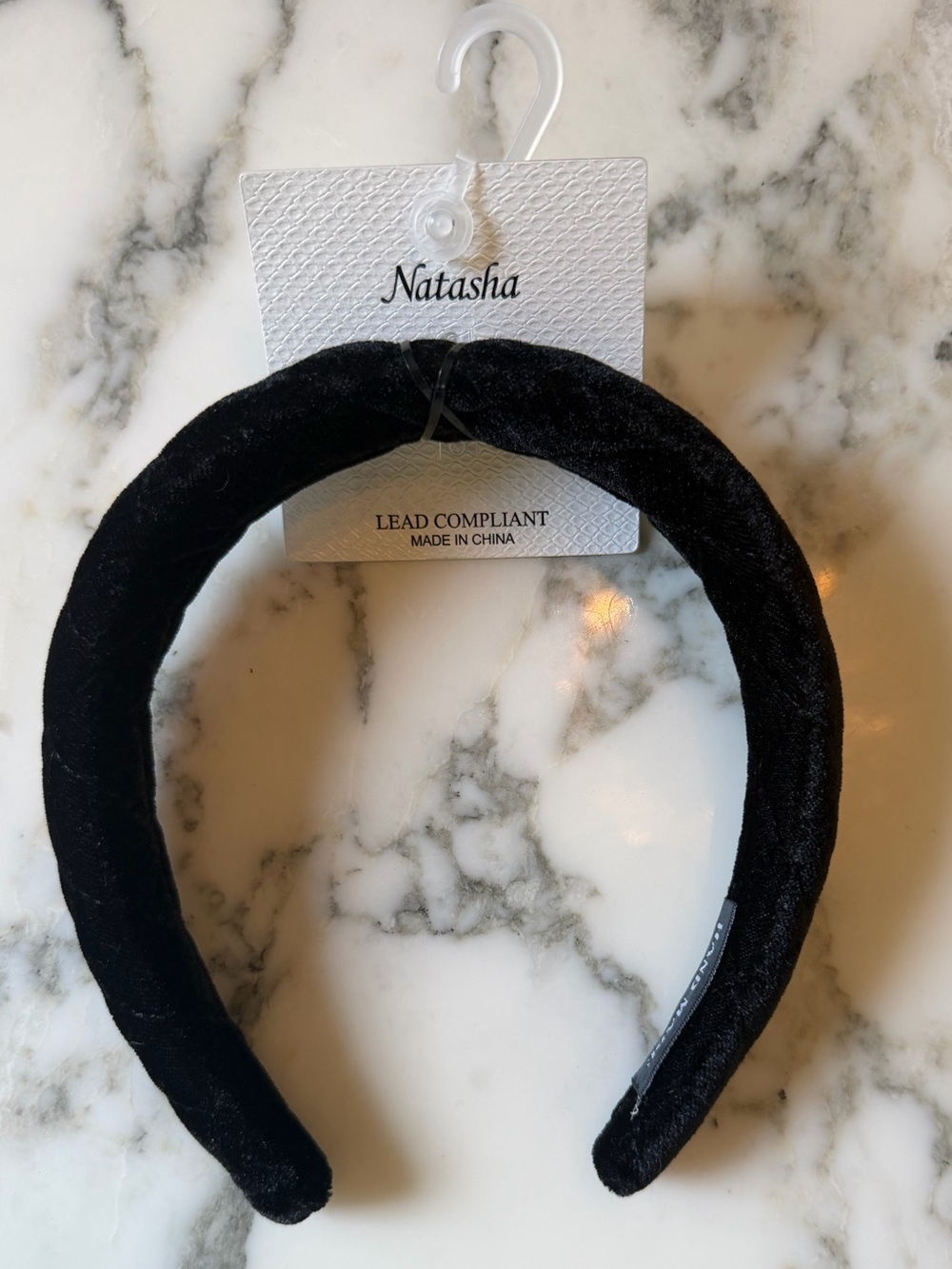 NWT Nordstrom Natasha Black Velvet Padded Headband